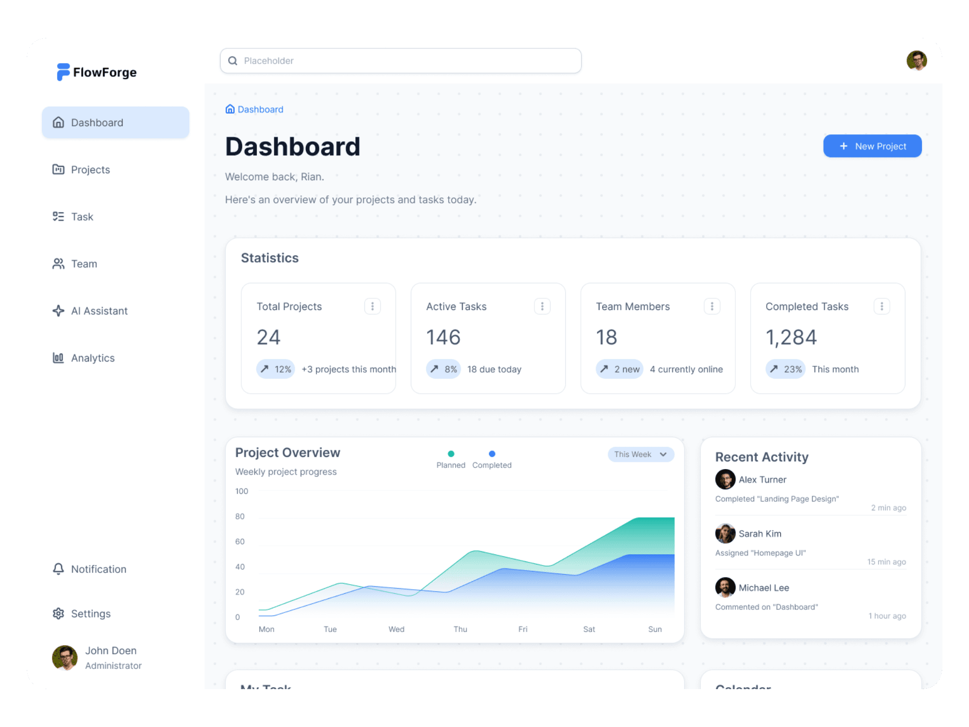 FlowForge web interface preview